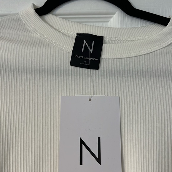 Naked Wardrobe Medium white longsleeve top NWT - Picture 2 of 3